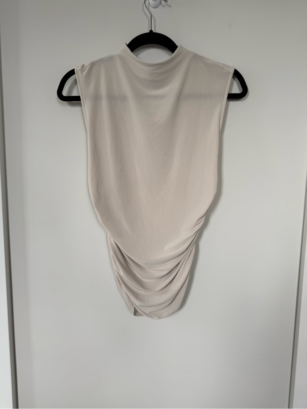 Halogen Cream Sleeveless Draped Mock Neck Top